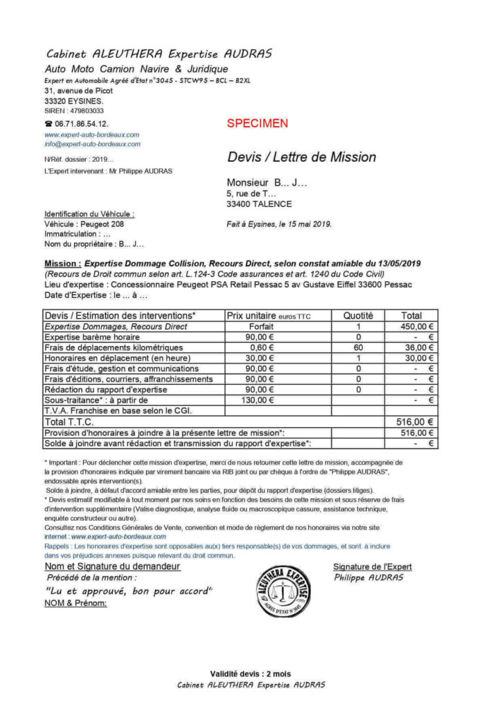 expert-auto-bordeaux-recours-direct-droit-commun-code-assurance